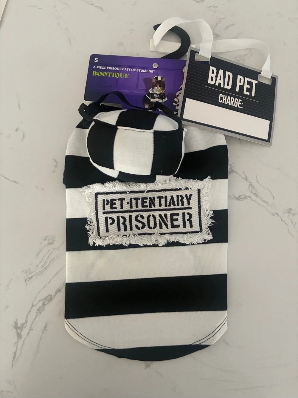 Bootique Petco Prisoner Pet Halloween Costume 3-Piece Set Size Small New